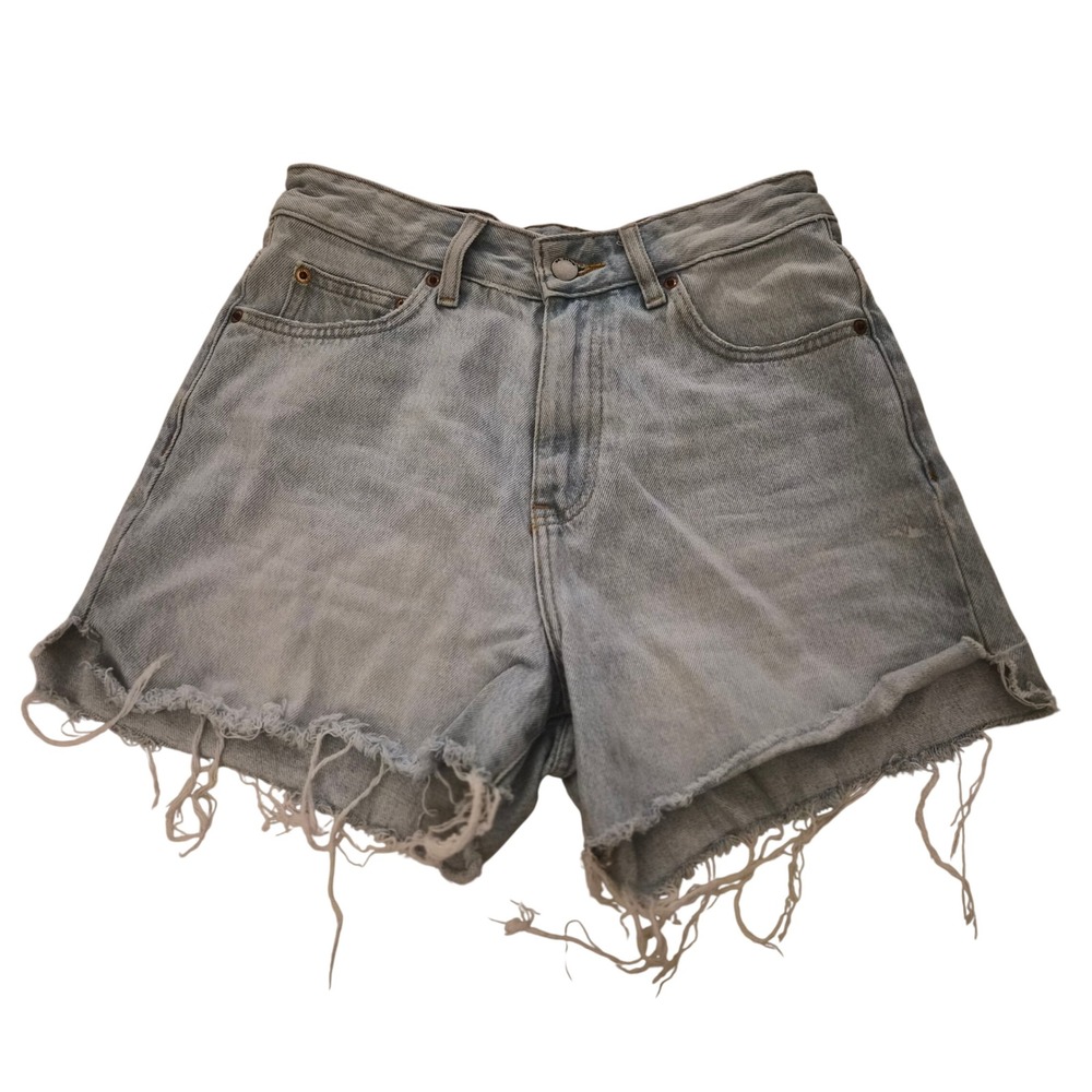 Dr. Denim Nora Shorts Stream Superlight Light Wash Raw Hem Distressed Size 27